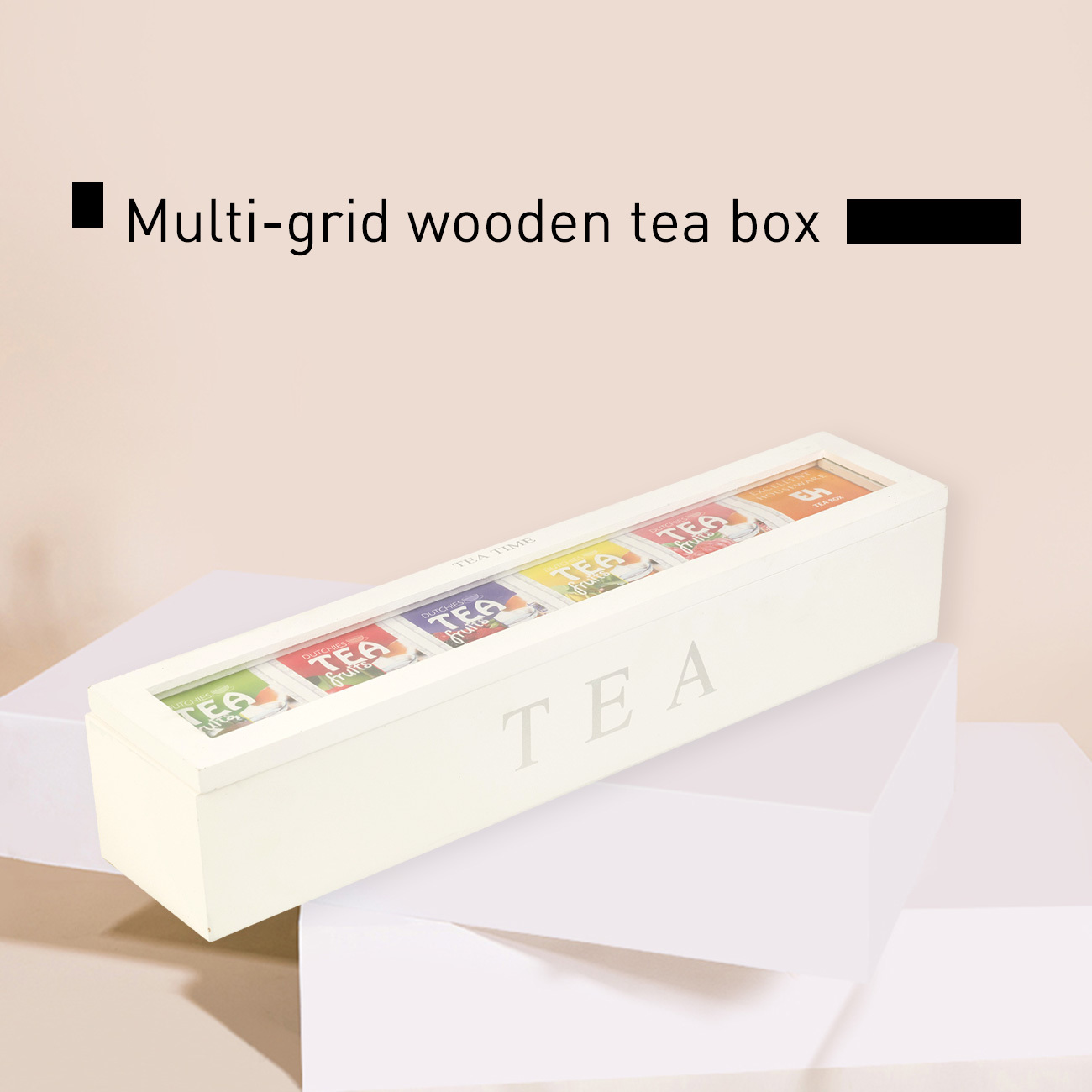 Tea Storage Box (Black and White), Coffee And Tea Bag Storage Rack With Compartment, Easy To Carry At Travel, Office And Home