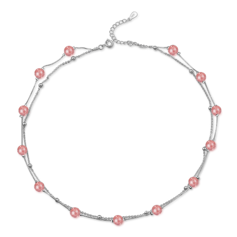 Pendant Necklaces Korean Version Of The Double-layer Simple Personality Trend Delicate Pink Strawberry Crystal Silver Plated SE011
Pendant Necklaces Korean Version Of The Double-layer Simple Personality Trend Delicate Pink Strawberry Crystal Silver Plated SE011