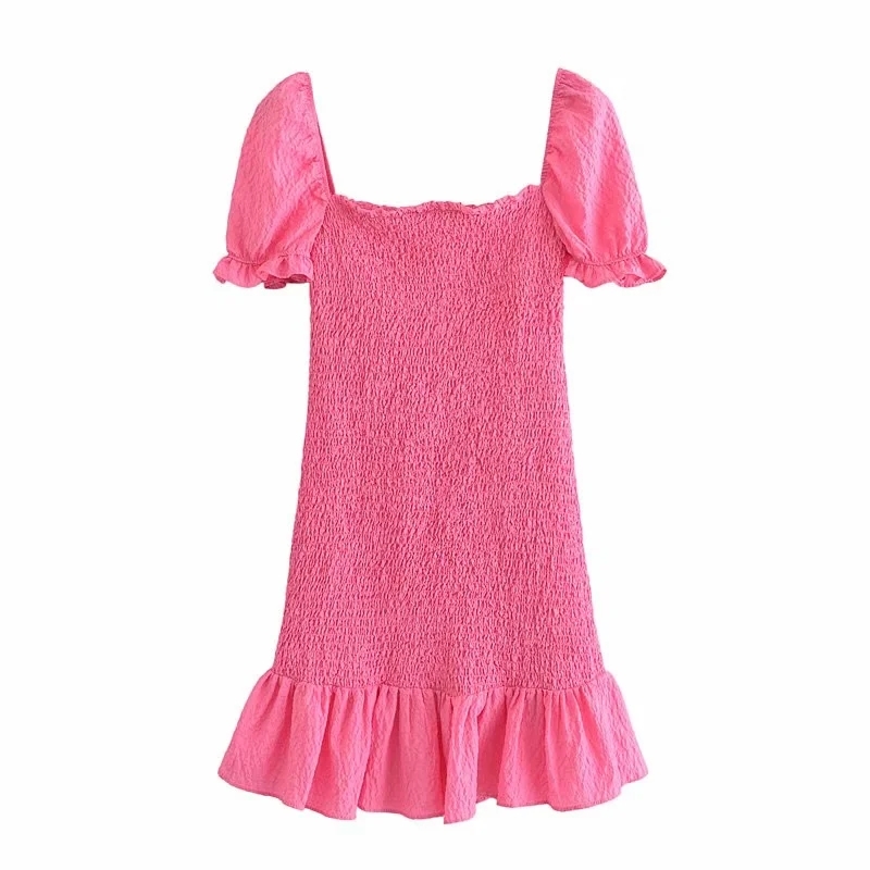 Vintage Women Smocked Elastic Fashion Mini Dress Summer Ruffled Bodycon Square Collar Solid Puff Sleeve Elegant Dresses 210521, Rose red
Vintage Women Smocked Elastic Fashion Mini Dress Summer Ruffled Bodycon Square Collar Solid Puff Sleeve Elegant Dresses 210521, Rose red
