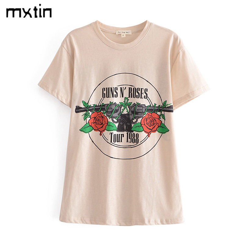 Summer Fashion Gun And Rose Print T Shirt Women Casual Tops Tees Short Sleeve O Neck Loose Female Korea Ladies T-Shirt 210510, White
Summer Fashion Gun And Rose Print T Shirt Women Casual Tops Tees Short Sleeve O Neck Loose Female Korea Ladies T-Shirt 210510, White