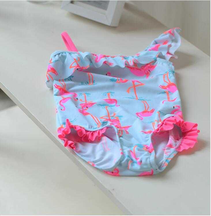 fashion infant toddler baby girls swan swimwear ruffles princess swimsuit biquini bebe print beach wear 210529