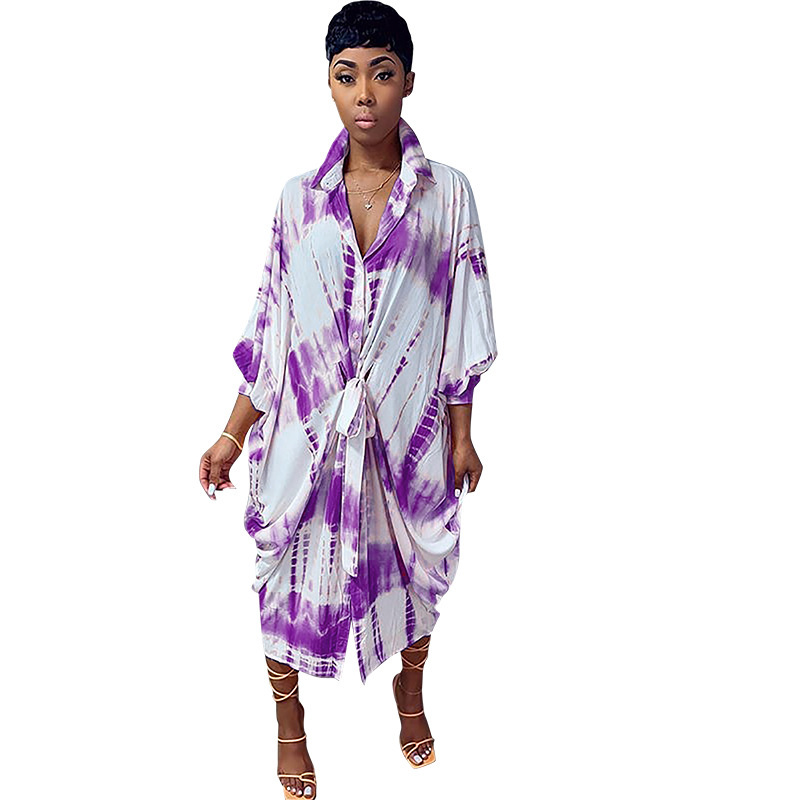 Women Dress Printed Loose Shirt Long Sleeve Oversized Ladies es Fashion Sexy Plus Size es Autumn Spring 210513