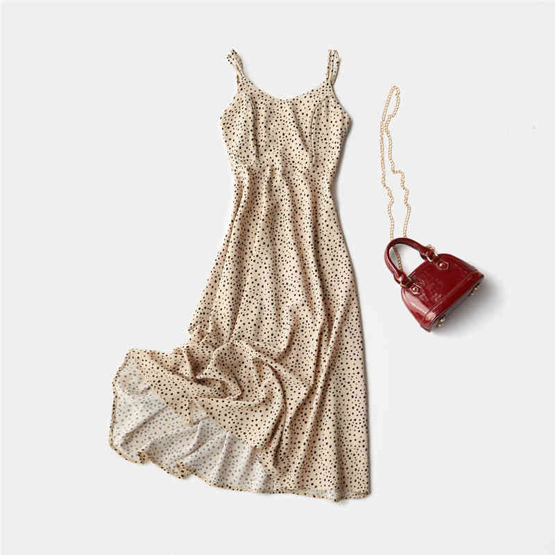 Marwin New-Coming Spring Summer Holiday Dress Cross Spaghetti Strap Open Back Dot Beach Style Ankle-Length Women Dresses 210409