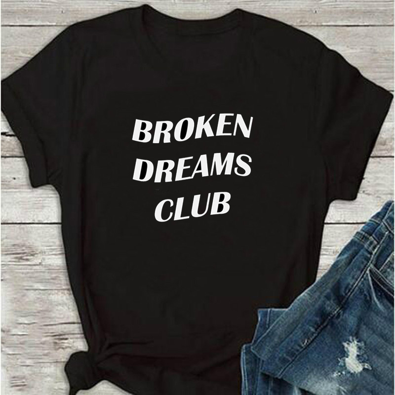 Borken Dreams Club Letter Printed Fashion T Shirt Harajuku Women Short Sleeve Tumblr Grunge White Tee Hipster Female Tee Top 210518, Black
Borken Dreams Club Letter Printed Fashion T Shirt Harajuku Women Short Sleeve Tumblr Grunge White Tee Hipster Female Tee Top 210518, Black