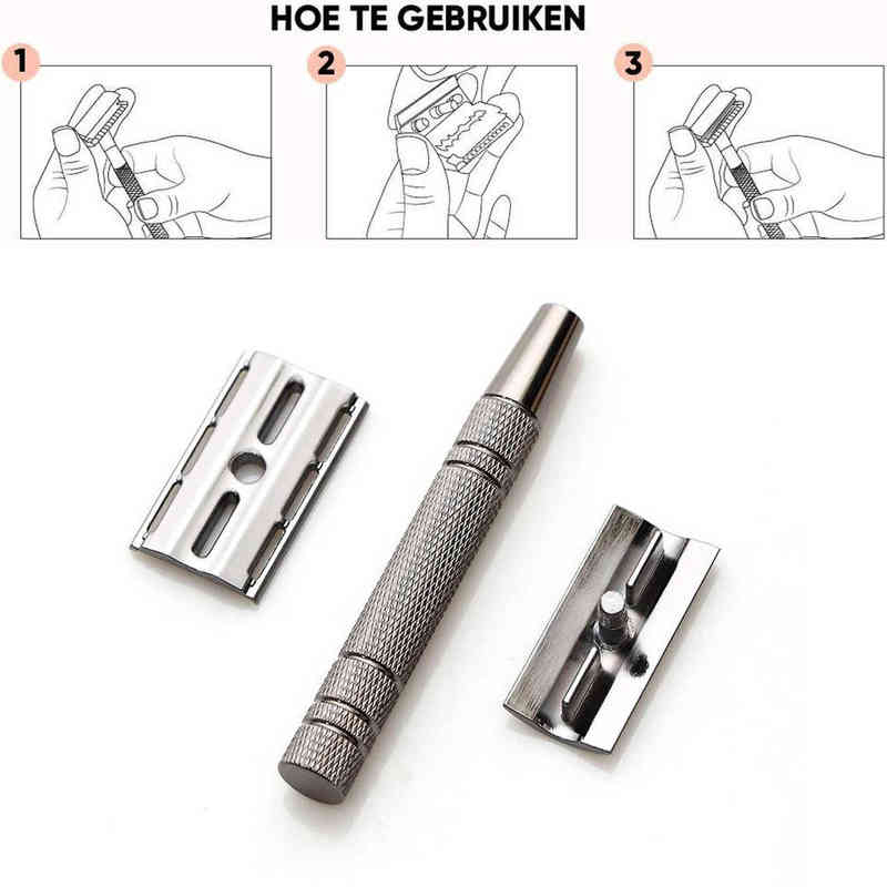 Double Edge Safety Razor With 10 Shaving Blades,Premium Wet Shaving Classic Metal Manual Shavers Fits All Standard Razor Blades 220112