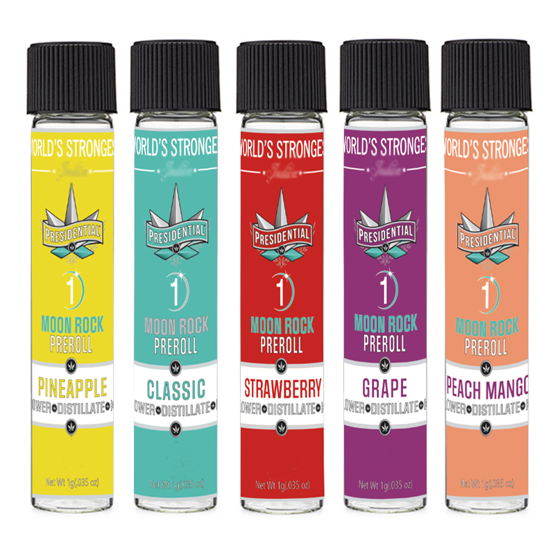 Presidential Moon Rock Blunts PreRolls Packing Tube Empty Glass Pre-Rolled Packaging Cones Box with Moonrock stickers labels
Presidential Moon Rock Blunts PreRolls Packing Tube Empty Glass Pre-Rolled Packaging Cones Box with Moonrock stickers labels