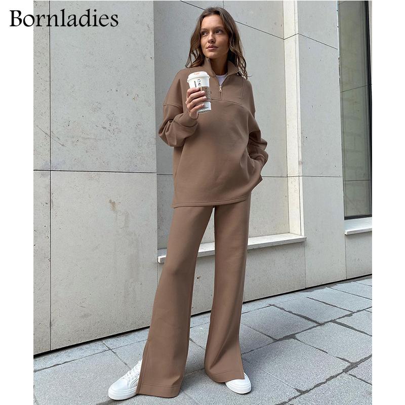 Women's Two Piece Pants Bornladies Sweatshirt Sets Pullover Stretch Stand Collar Zipper Knitted Suit Women Casual Split High Waist Straight, White
Women's Two Piece Pants Bornladies Sweatshirt Sets Pullover Stretch Stand Collar Zipper Knitted Suit Women Casual Split High Waist Straight, White