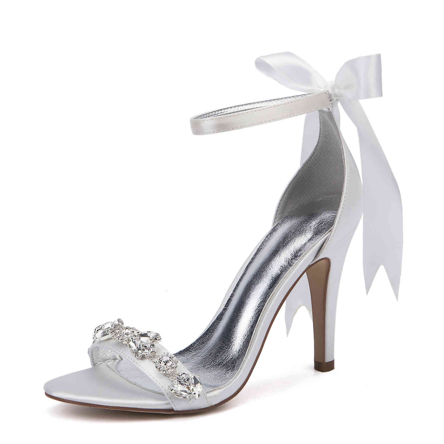

Sandals Salto cetim cristais fita casamento sandálias de noiva do do pé aberto cinta s formatura vestido festa à noite sapatos 9J1Z, 1# shoe box