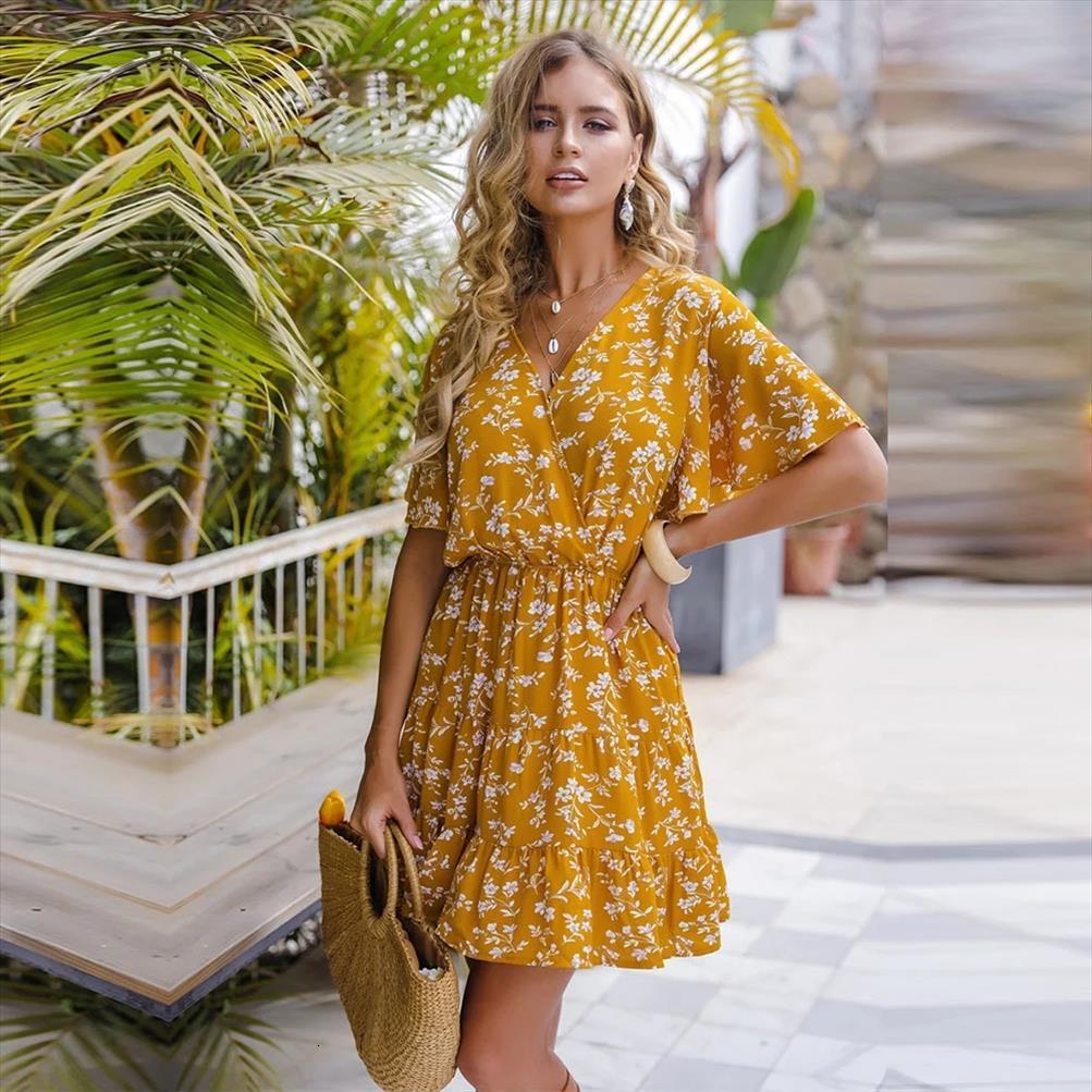 short floral print summer women dress butterfly sleeve casual ruffles party beach mini female vestidos, Black;gray
short floral print summer women dress butterfly sleeve casual ruffles party beach mini female vestidos, Black;gray