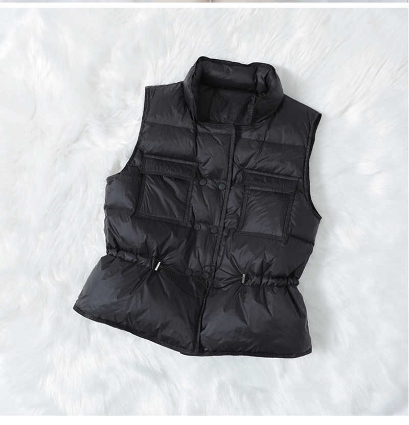 Autumn Winter Duck Down Jackets Women Vest Short Tunic Waistcoat Spring Puffer Jacket Slim Parkas 210819
