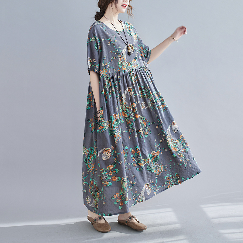Johnature Vintage Print Summer Loose Dresses Casual O-Neck Ankle-length Half Sleeve Women Mori Glirl Dresses 210521, Khaki
Johnature Vintage Print Summer Loose Dresses Casual O-Neck Ankle-length Half Sleeve Women Mori Glirl Dresses 210521, Khaki