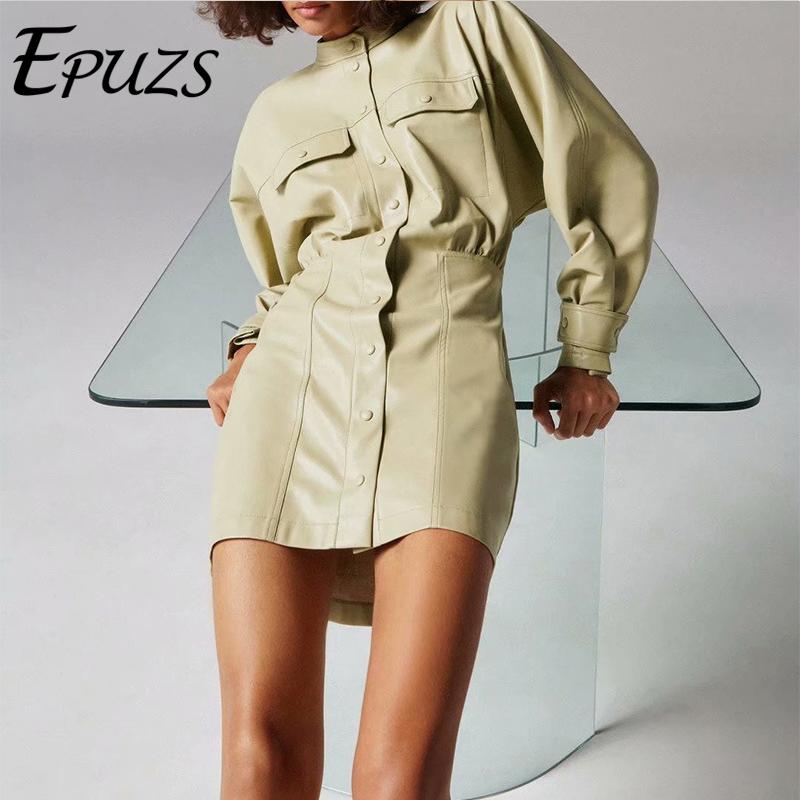 Casual Dresses 2021 Spring Women Fashion Slim Long Sleeve Beige Mini Dress Elegan Pocket Button Lady Loose PU Epuzs 
Casual Dresses 2021 Spring Women Fashion Slim Long Sleeve Beige Mini Dress Elegan Pocket Button Lady Loose PU Epuzs