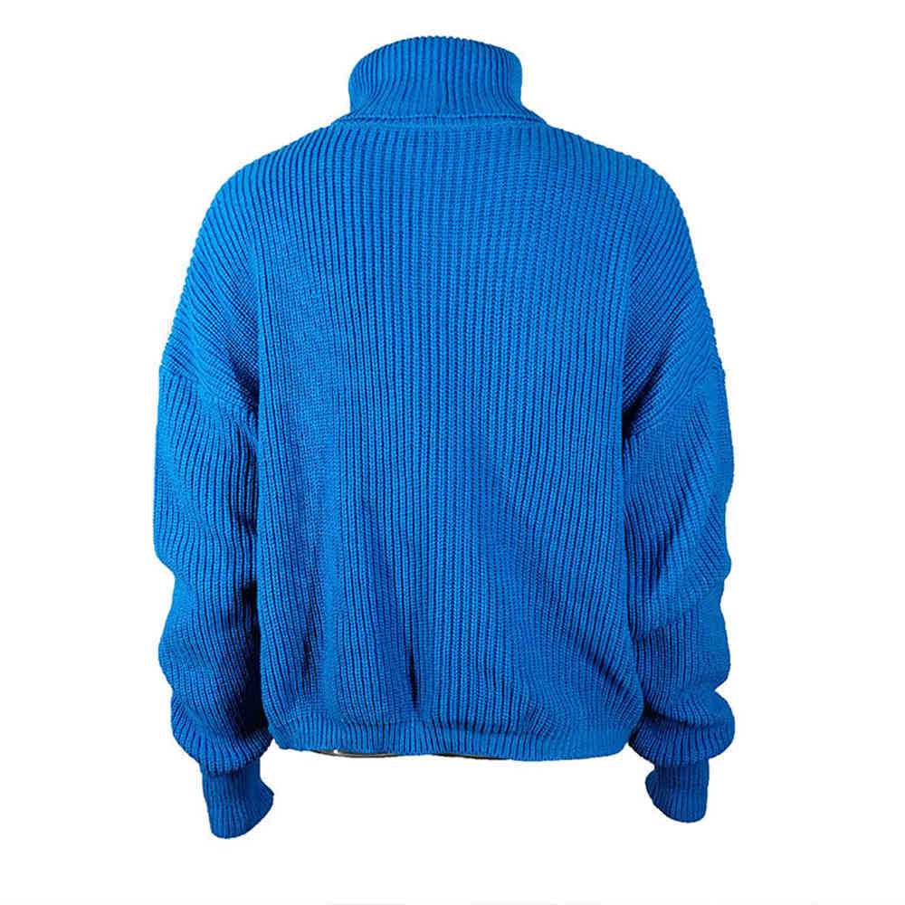 Women Blue Oversized Sweater Autumn Winter Long sleeve Turtleneck Knitted Casual Loose Pullover Jumpers 210428