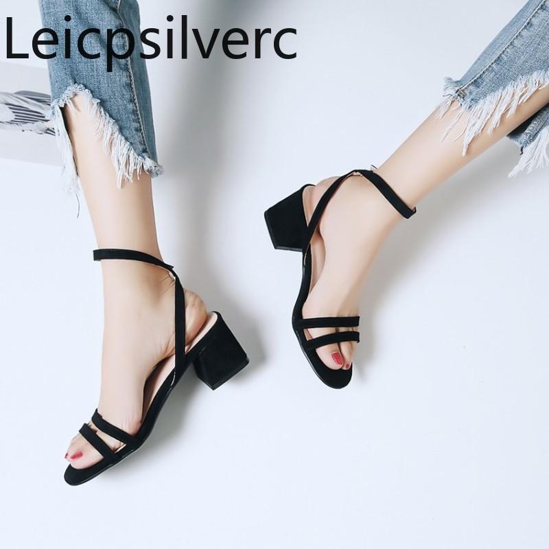 Women's Sandals Summer Style Fashion Flock Open Toe Buckle Narrow Band Thick Heel Mid Shoe Plus Size 31-44, Black
Women's Sandals Summer Style Fashion Flock Open Toe Buckle Narrow Band Thick Heel Mid Shoe Plus Size 31-44, Black
