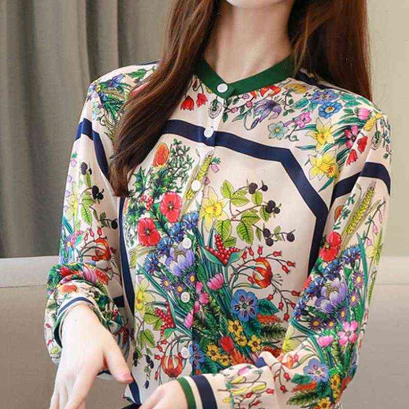 silk autumn sleeve loose fashion women blouses vintage casual elegant blusas, White 
silk autumn sleeve loose fashion women blouses vintage casual elegant blusas, White