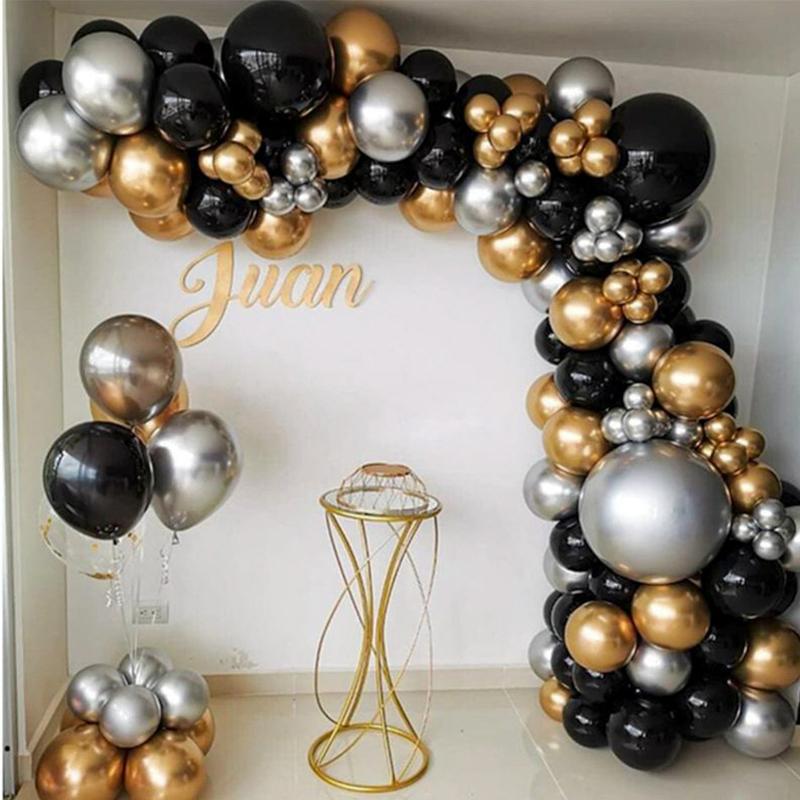 Party Decoration 121pcs Balloon Garland Arch Kit Chrome Gold Black Balloons Latex Globos Wedding Hawaiian Birthday Decorations