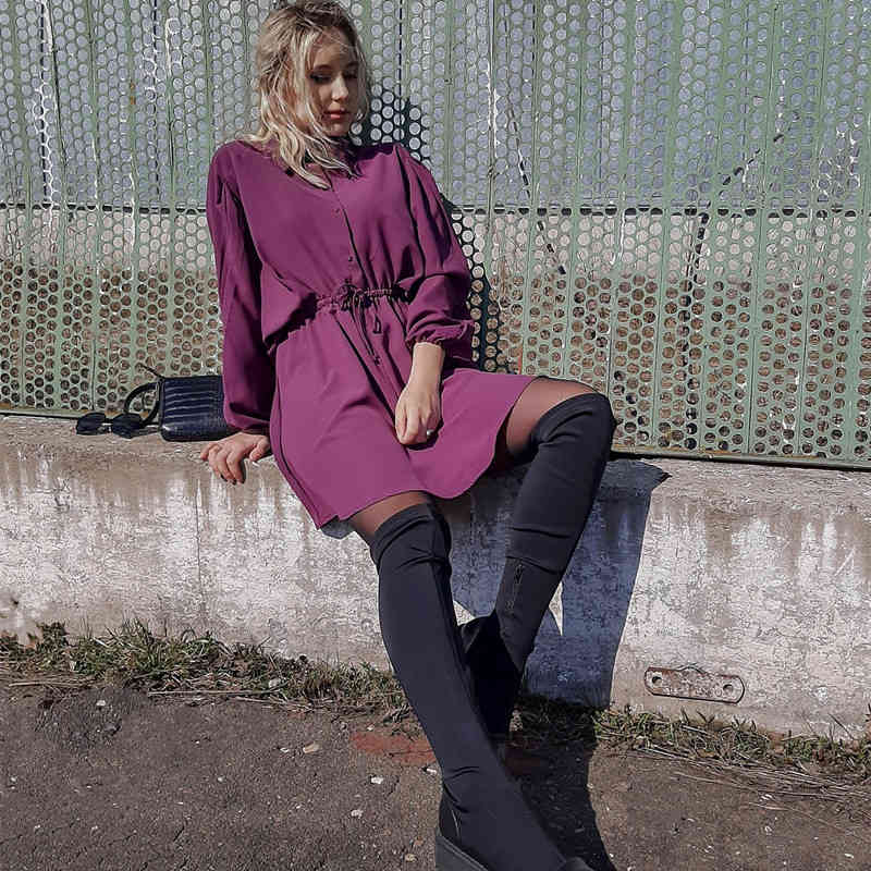 Vintage Woman Purple Sashes Chiffon Dress Spring Fashion Ladies Batwing Sleeve A-Line Female Elegant es 210515