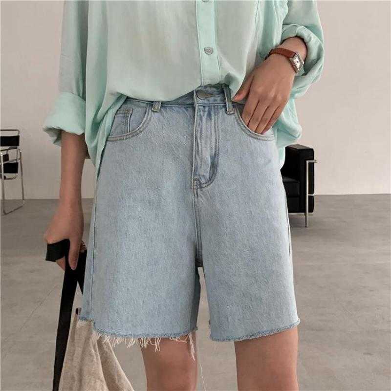 Genayooa Streetwear Biker Shorts Women Korean Style Summer Cotton Denim Jeans High Waist Cool Short Feminino Chic 210714