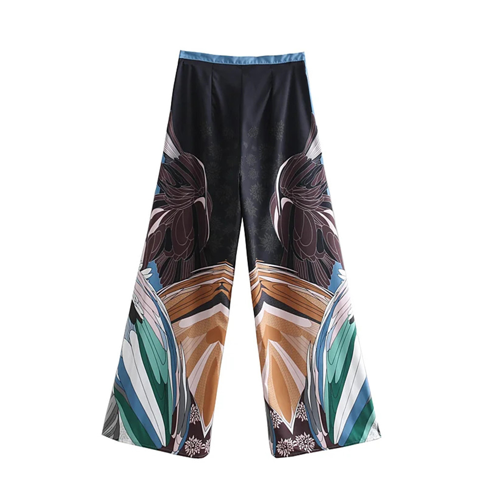 BBWM Wide Leg Pants Women Ukiyoe Print Summer Pants Loose Trousers Palazzo Pants Casual 210520