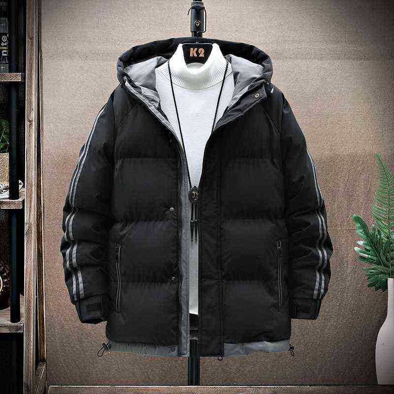 Men's Jacket Winter Cotton Harajuku Padded Hooded Thick Warm Outwear Casual Men M-5XL Chaqueta De Algodn Para Hombre 211214Z