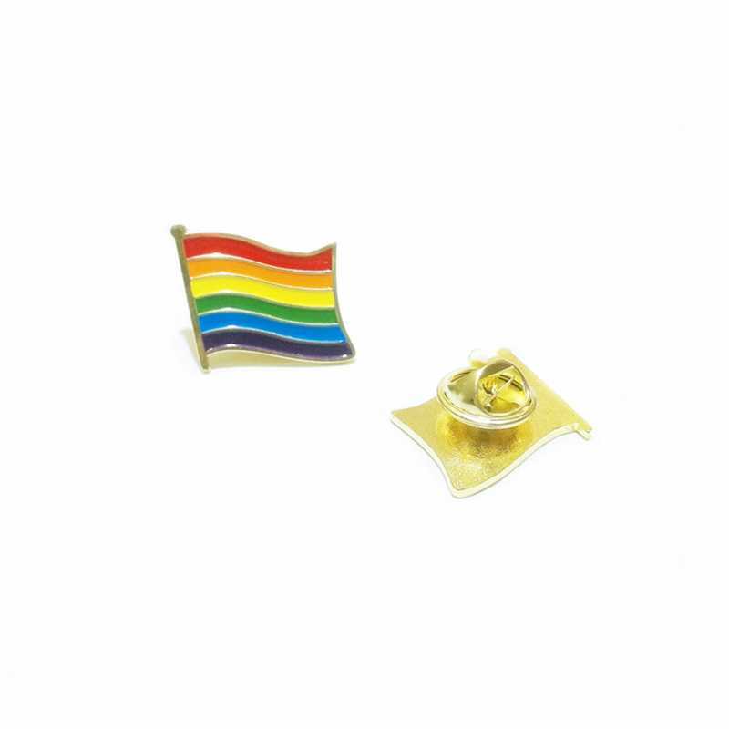 whole 100pcs gay pride pins LGBTQ rainbow flag brooch pins for clothes bag decoration H1018242b