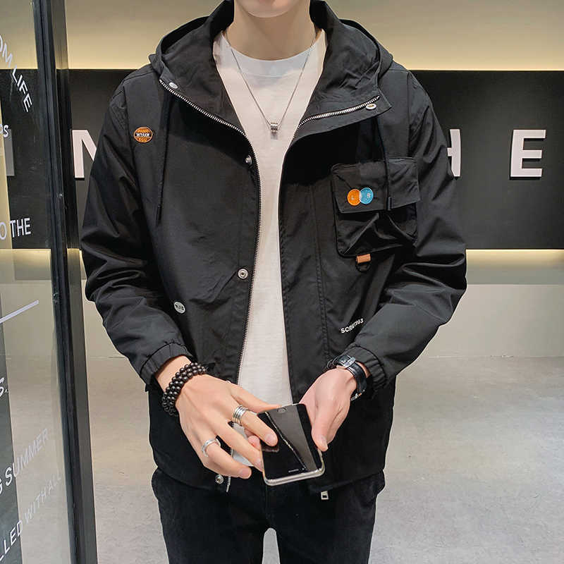 Spring Summer Jackets Men Hooded Business Casual Jacket Solid Color Streetwear Mens Fashion Clothing Trends Windbreaker 210527, Black
Spring Summer Jackets Men Hooded Business Casual Jacket Solid Color Streetwear Mens Fashion Clothing Trends Windbreaker 210527, Black
