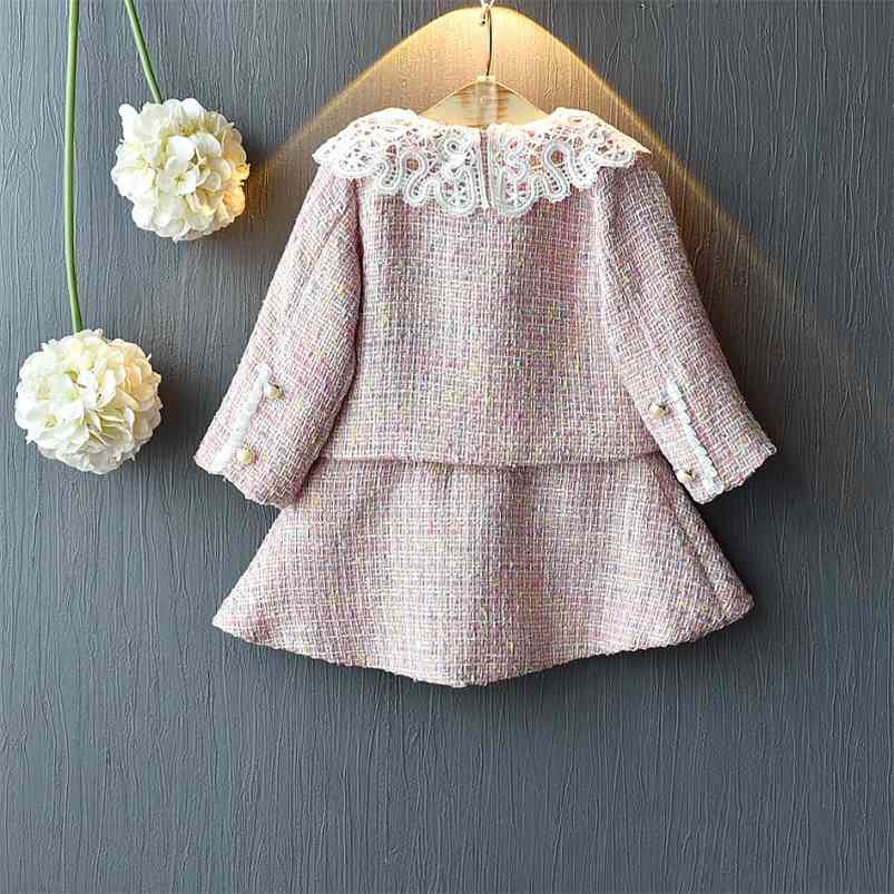 Arrivals Winter Children Sets Long Sleeve Single Breasted Coat Sleeveless Pink Dress Cute 2Pcs Girls Clothes 2-7T 210629
Arrivals Winter Children Sets Long Sleeve Single Breasted Coat Sleeveless Pink Dress Cute 2Pcs Girls Clothes 2-7T 210629