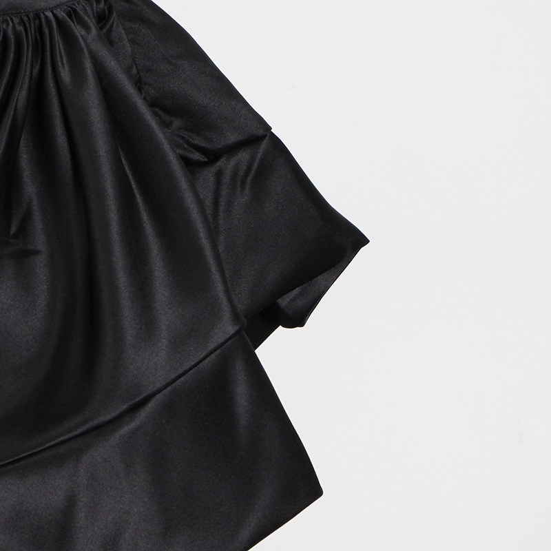 Black Bowknot Patchwork Skirt For Women High Waist Asymmetrical Pleated Solid Skirts Female Summer Clothes 210521