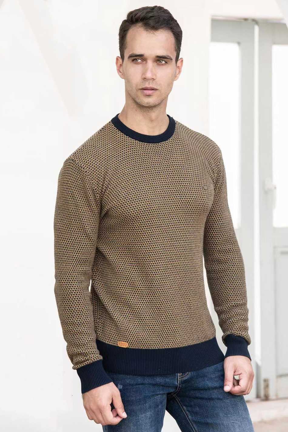AIOPESON Cotton Spliced Pullovers Sweater Men Casual Warm O-neck Quality Mens Knitted Sweater Winter Fashion Sweaters for Men 211018