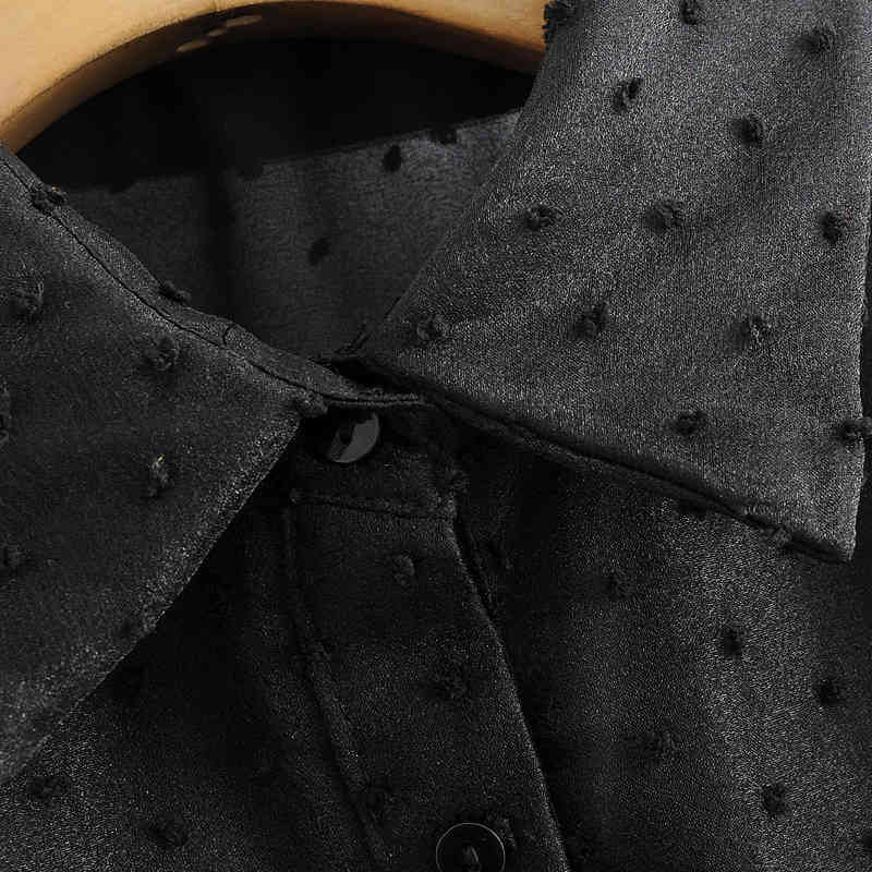 Vintage Transparent Jacquard Blouses Women Fashion Turn Down Collar Shirts Elegant Ladies Lantern Sleeve Tops 210520