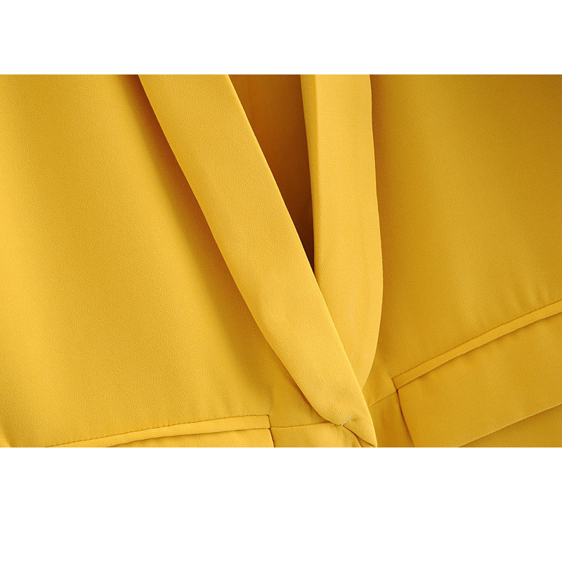 autumn candy color flip leader fold thin casual jacket female Yellow red casual holiday women's coat Simple 210507