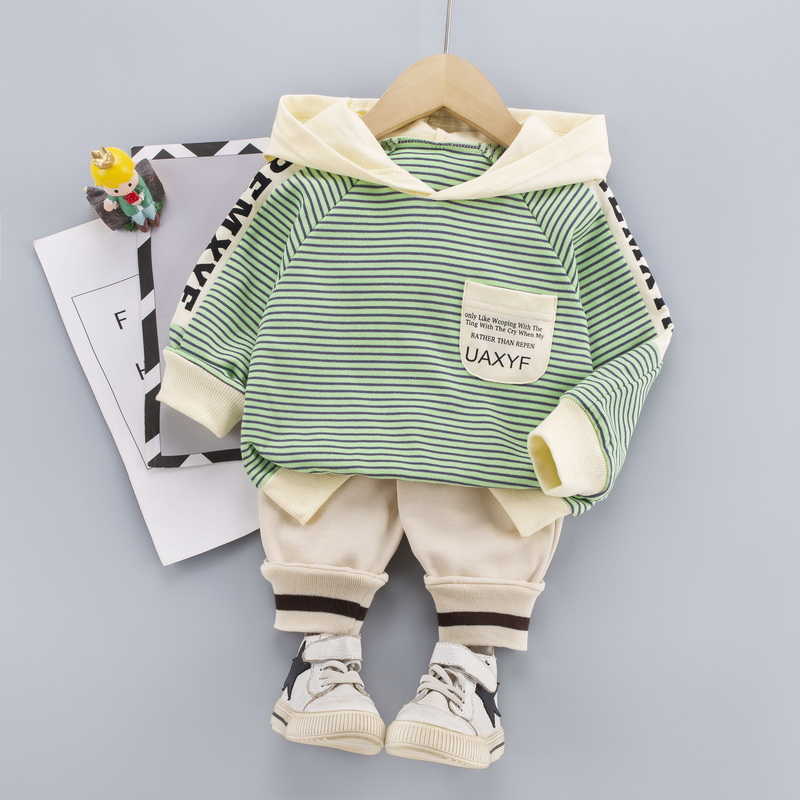 0-5 years Spring Boy Clothing set Casual Fashion Active Striped T-shirt+ Pant Kid Children Baby Toddler 210615