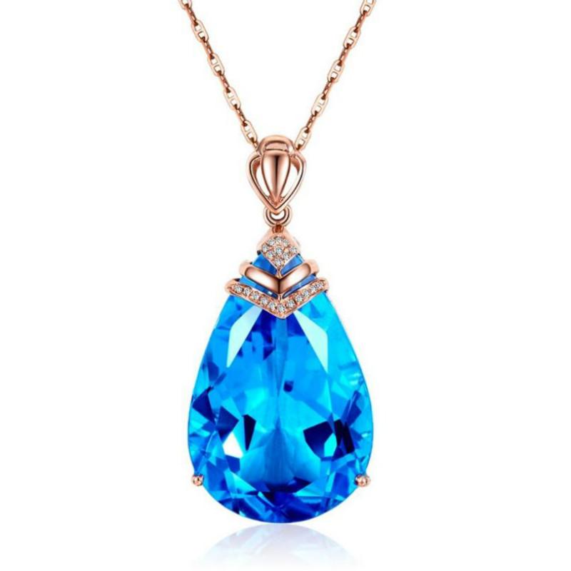 Pendant Necklaces Elegant Big Pear Sea Blue Zircon Rose Gold Color Necklace For Women Vintage Clavicle Chain Charm Party Jewelry
Pendant Necklaces Elegant Big Pear Sea Blue Zircon Rose Gold Color Necklace For Women Vintage Clavicle Chain Charm Party Jewelry