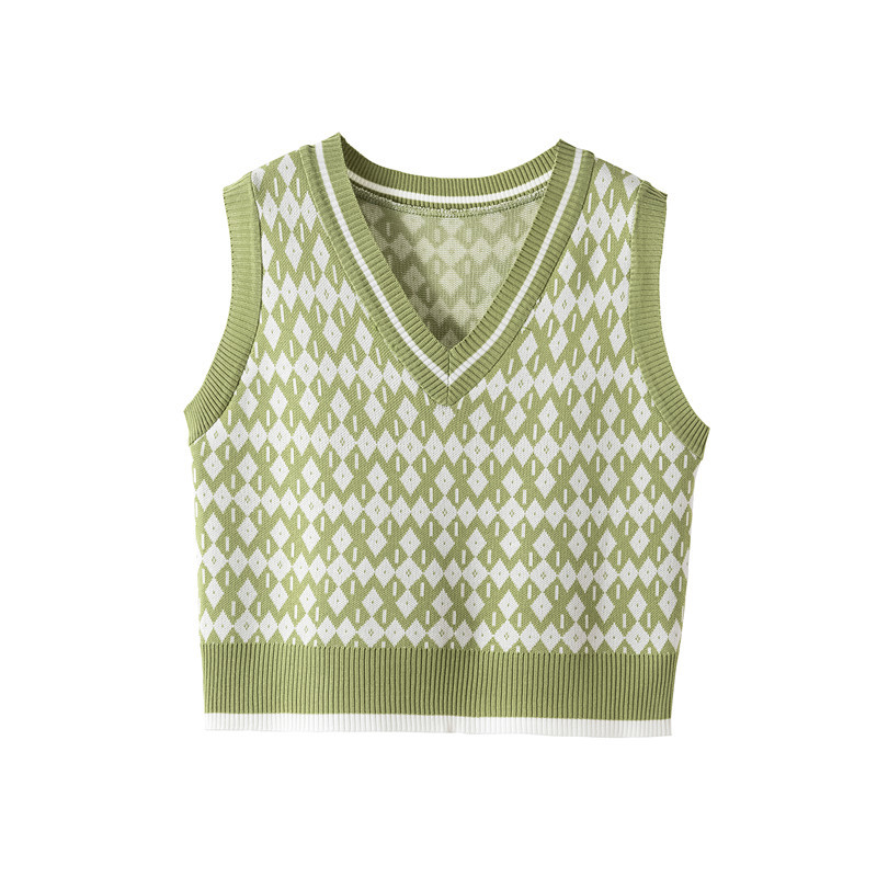 Stripe Women Sweater Vest Vintage V-Neck Knitting Pullover Sleeveless College Style Loose Autumn Tops 210519