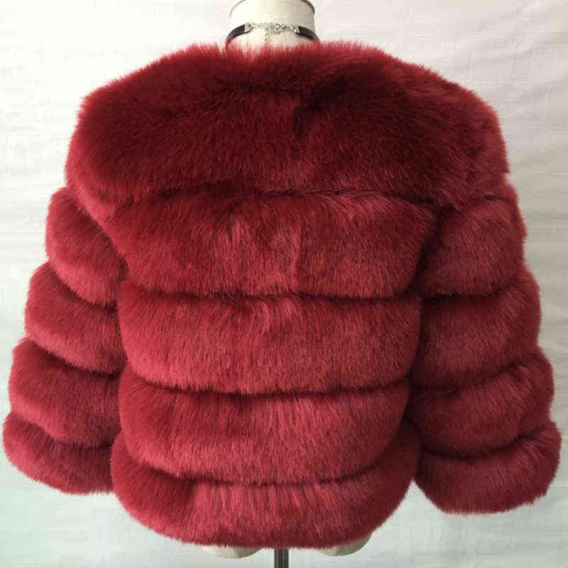 Rimocy Plus Size 4XL Faux Fur Coat Women Winter High Quality Thicken Warm Jackets Woman Long Sleeve Cropped Fur Coats Lady 211123