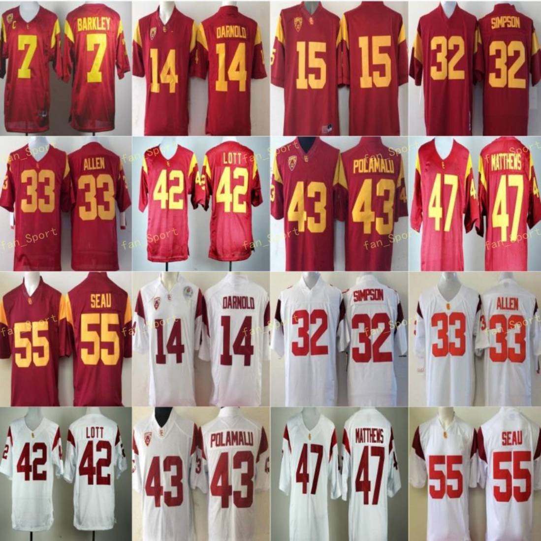 USC Trojans Jersey Men 33 Marcus Allen 42 Ronnie Lott 55 Junior Seau 43 Troy Polamalu 47 Clay Matthews NCAA Football Jerseys College PAC Red, As
USC Trojans Jersey Men 33 Marcus Allen 42 Ronnie Lott 55 Junior Seau 43 Troy Polamalu 47 Clay Matthews NCAA Football Jerseys College PAC Red, As