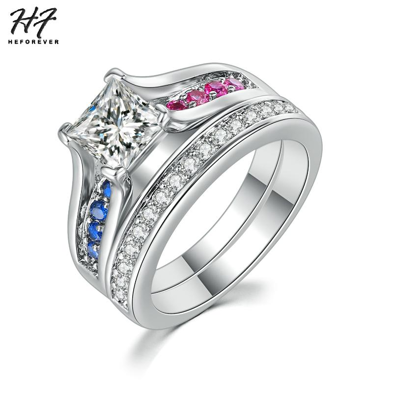 Cluster Rings Square Crystal Ring Set For Women Multicolor + Cubic Zirconia Silver Color Wedding & Engagement Gift Fashion Jewelry DZR007, Golden;silver
Cluster Rings Square Crystal Ring Set For Women Multicolor + Cubic Zirconia Silver Color Wedding & Engagement Gift Fashion Jewelry DZR007, Golden;silver