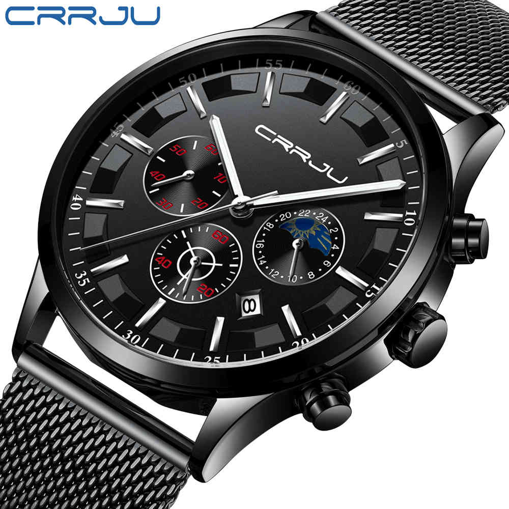 Men Watches CRRJU Fashion Luxury Quartz Clock Ultra Thin Mesh Date Watch Waterproof Women Slim Dress WristWatch erkek kol saati 210517, Mesh black gold
Men Watches CRRJU Fashion Luxury Quartz Clock Ultra Thin Mesh Date Watch Waterproof Women Slim Dress WristWatch erkek kol saati 210517, Mesh black gold