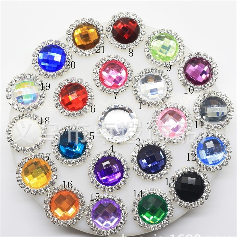 100pcs 23mm Flatback Acrylic Crystal Rhinestone Wedding Buttons Embellishments DIY Hair Accessories Decor 2254 Q2