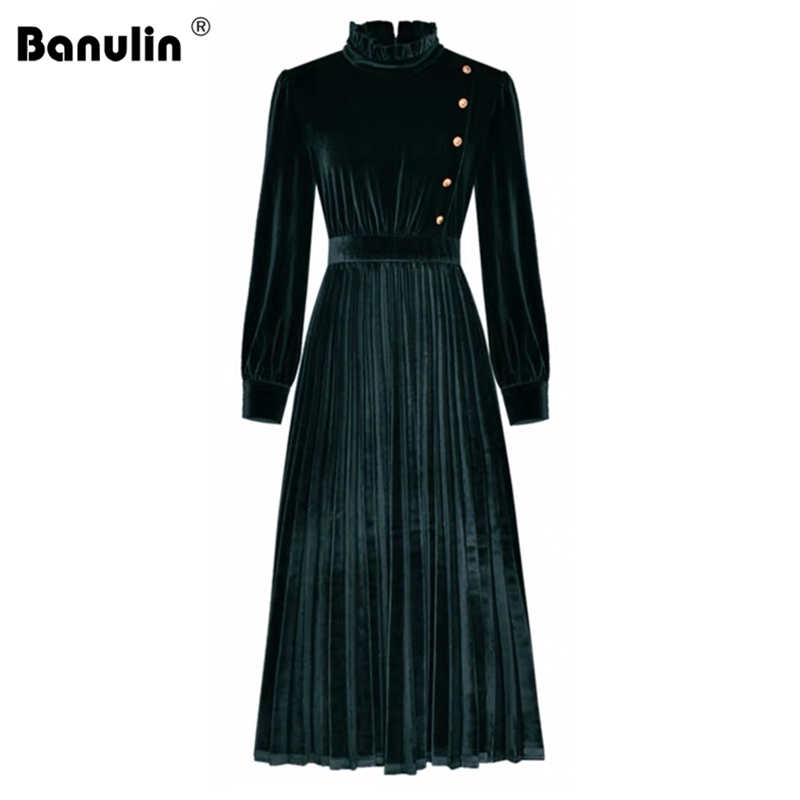 Banulin Fashion Runway Velvet Pleated Midi Long Dress Vintage Elegant Button Party Dresses Lady Work Plus Size 210603, Burgundy
Banulin Fashion Runway Velvet Pleated Midi Long Dress Vintage Elegant Button Party Dresses Lady Work Plus Size 210603, Burgundy