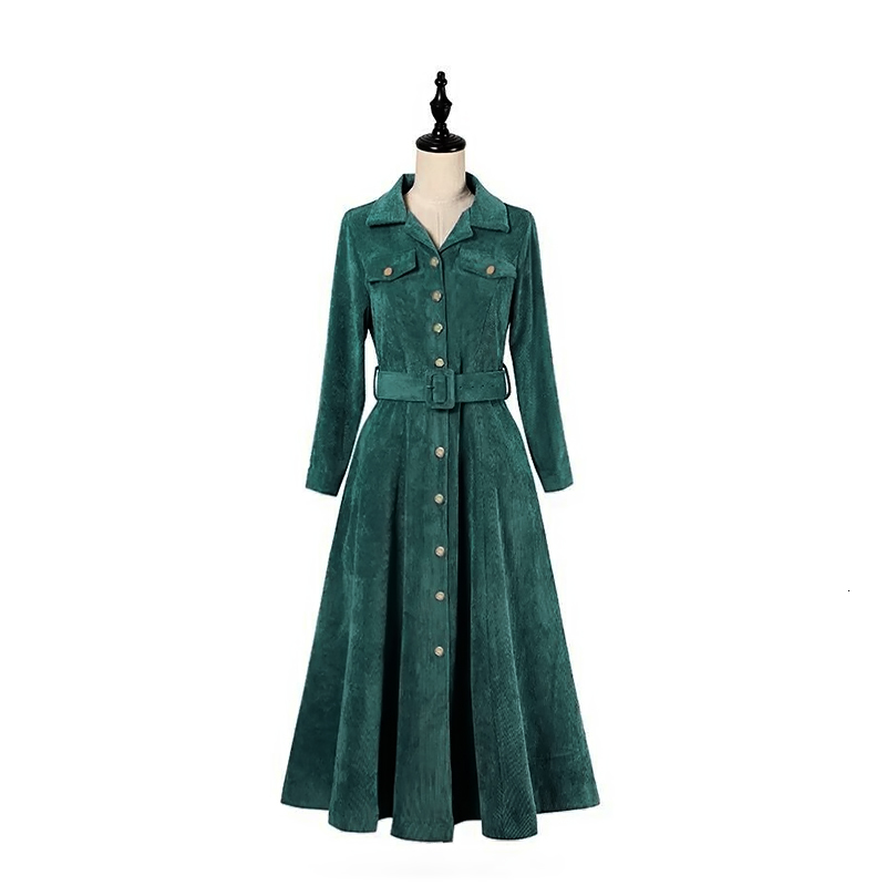 Casual Dresses DANCING WINGS Autumn long sleeve lapel single-breasted green dress for women elegant WG5F
Casual Dresses DANCING WINGS Autumn long sleeve lapel single-breasted green dress for women elegant WG5F