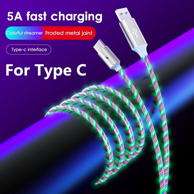 5A Flowing Colors LED Glow USB Charger Type C for Android Micro USB Charging Cable for Samsung Charge Wire Cord, Mixed color
5A Flowing Colors LED Glow USB Charger Type C for Android Micro USB Charging Cable for Samsung Charge Wire Cord, Mixed color