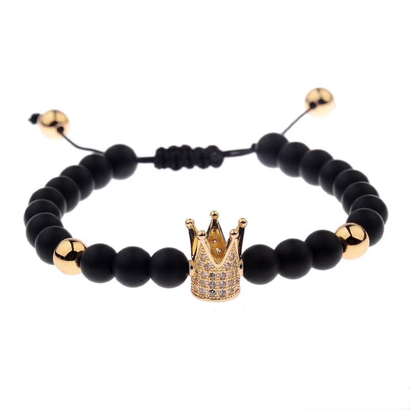 Beaded, Strands Amader Charm Men Weave Braiding 6mm Black Matte Stone Bead Bracelet Pave Setting CZ Crown Women Macrame Strand Braclet WAB12
Beaded, Strands Amader Charm Men Weave Braiding 6mm Black Matte Stone Bead Bracelet Pave Setting CZ Crown Women Macrame Strand Braclet WAB12
