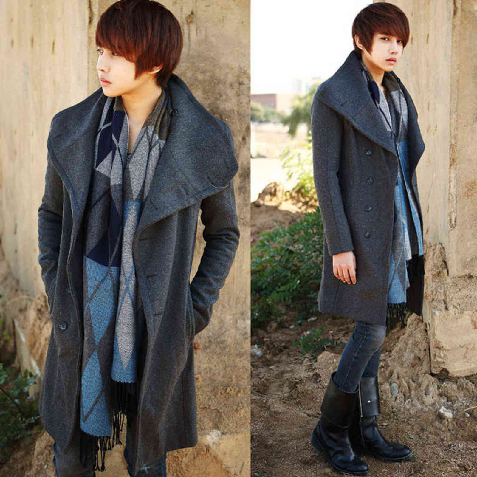 Wool Coat Male Wool Jackets Autumn Men Woolen Coats Manteau Homme Middle Long Jackets Coats Mens Warm Wool Overcoat Size 2XL 211122