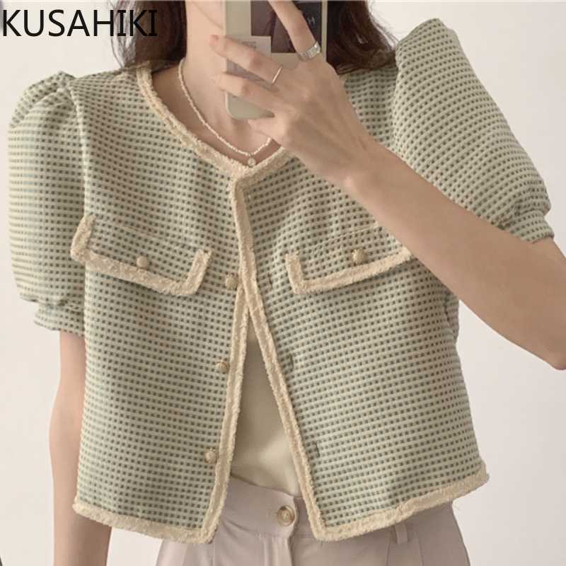 KUSAHIKI Korean Lantern Sleeve Elegant Woman Jacket Causal Single Breasted Short Coat Contrast Color Fashion Outwear 6H409 210602, Photo color
KUSAHIKI Korean Lantern Sleeve Elegant Woman Jacket Causal Single Breasted Short Coat Contrast Color Fashion Outwear 6H409 210602, Photo color