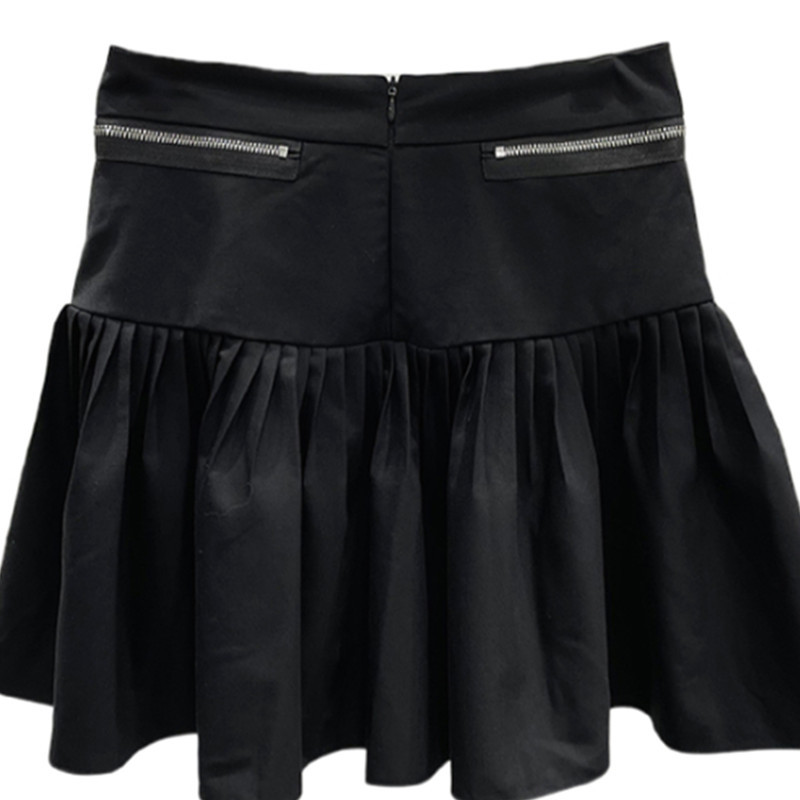 Nomikuma High Waisted Women Skirts Zipper Chain Causal A-line Mini Skirt Spring New Korean Faldas Mujer Moda 6G200 210427