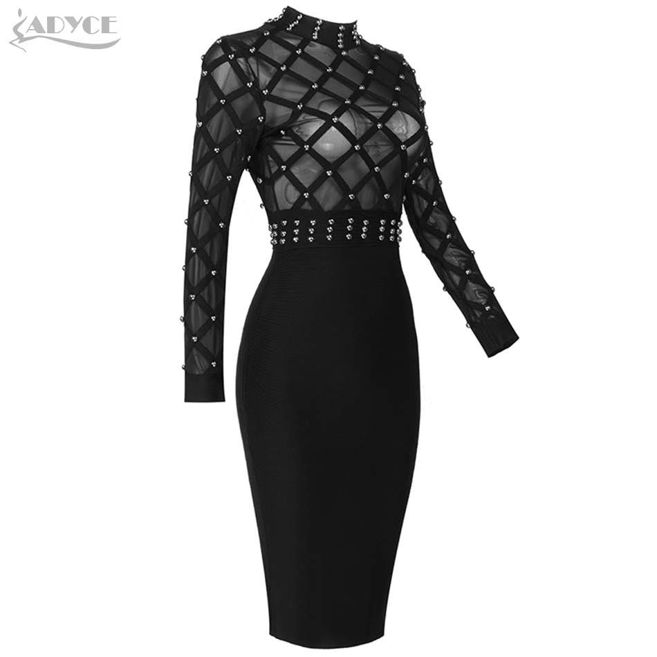 Winter Women Long Sleeve Beading Bandage Dress Sexy Lace Turtleneck Bodycon Club Celebrity Runway Party Dresses 210423
