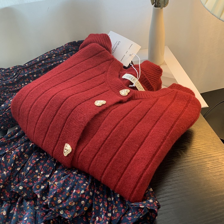 Korean Fashion Women Cardigan Sweet Button Striped Sweater Coat Female Casual All Match Knitted Jumper Kardigany 210519