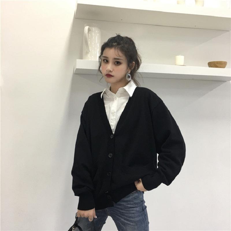 Women's Sweaters Sweater Cardigan Women Solid V Neck Autumn Winter Korean Loose Knit, Black
Women's Sweaters Sweater Cardigan Women Solid V Neck Autumn Winter Korean Loose Knit, Black