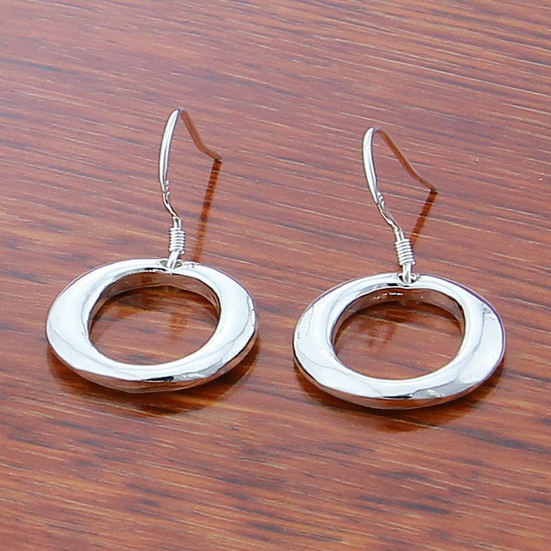Silver Earring Round Drop Earrings Women Silver Jewelry